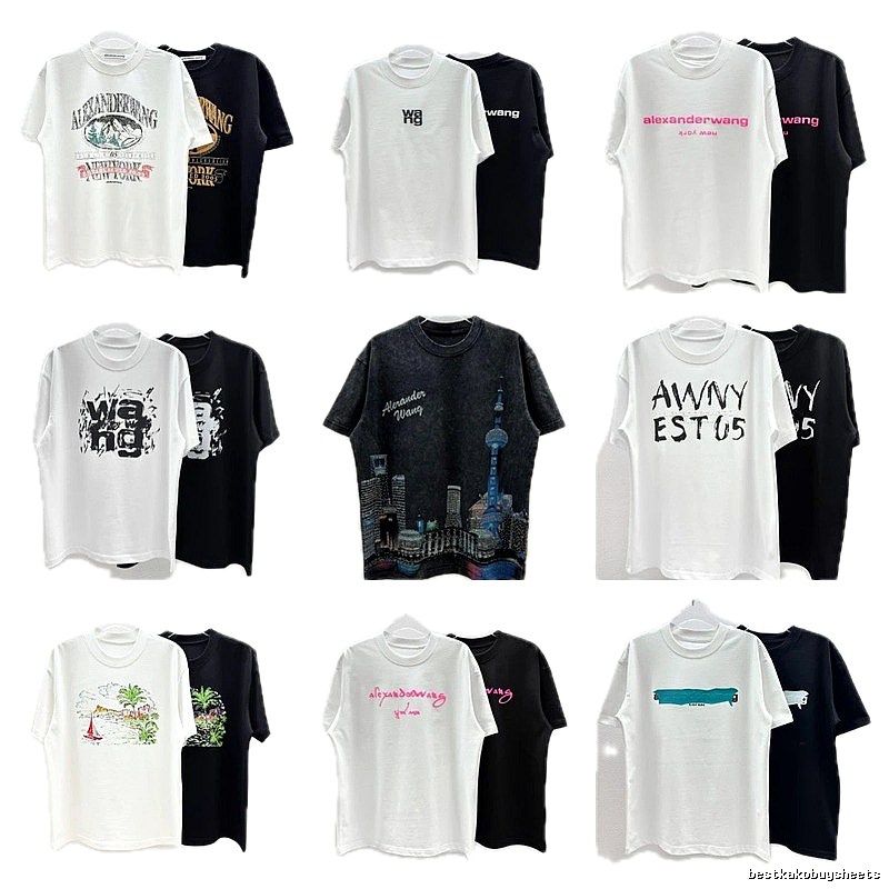 Alexander Wang Printed Street-style Black and White T-shirt
