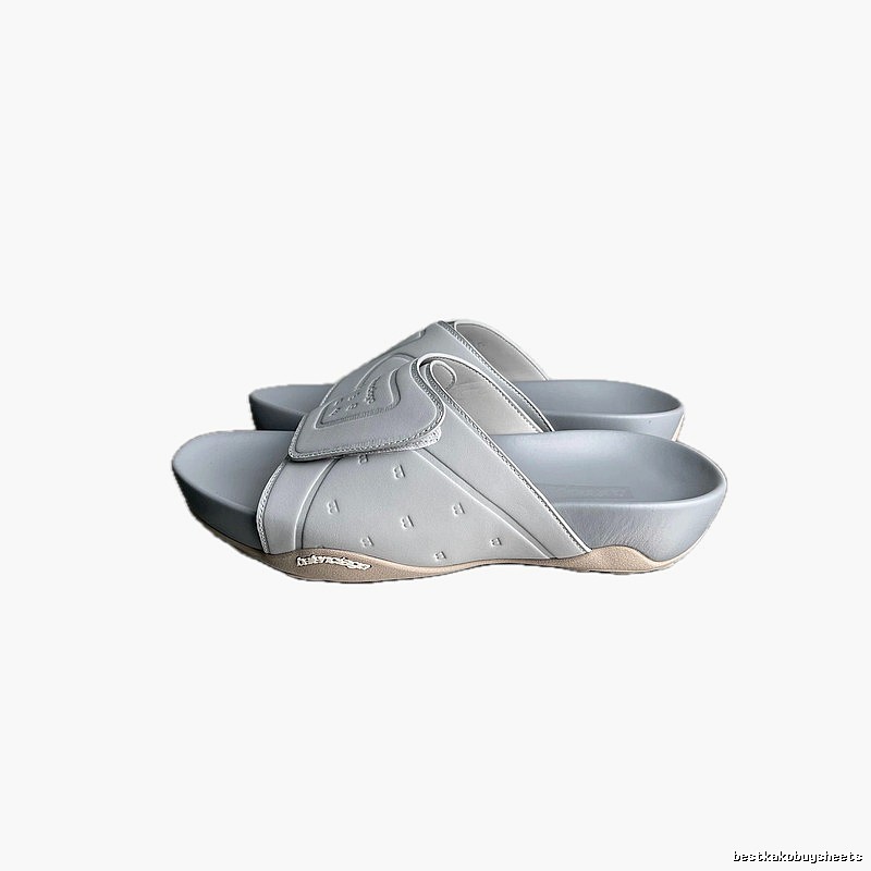 Balenciaga B Embossed Trendy Light Grey Slippers