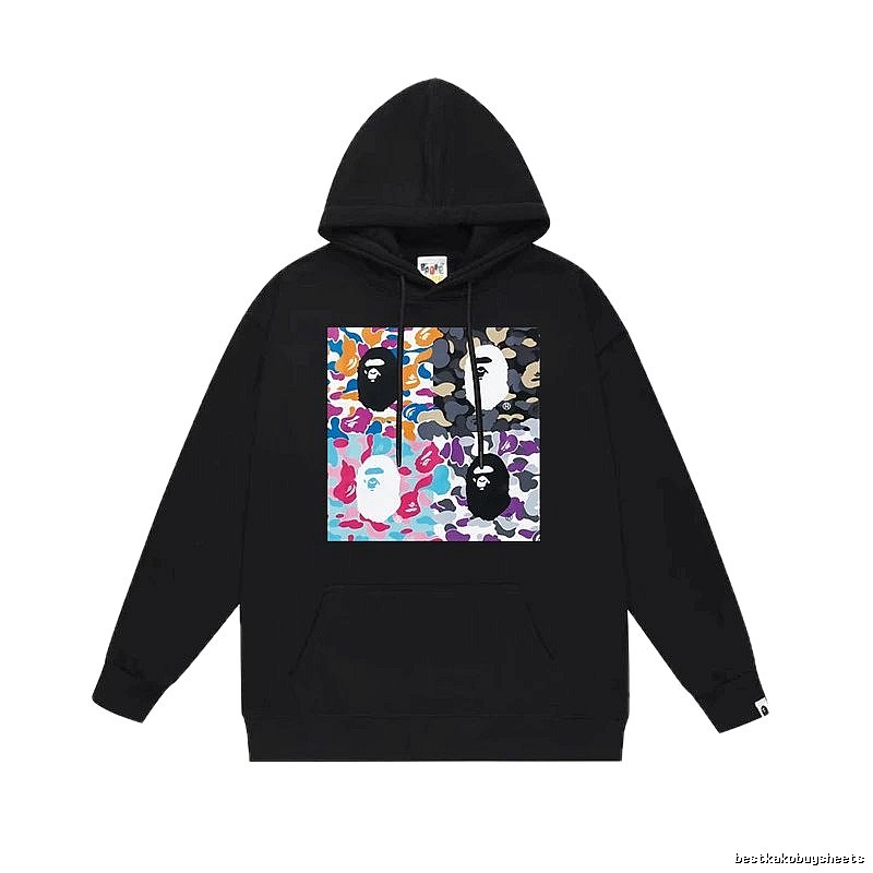 Bape camouflage-style black hoodie