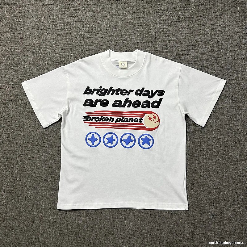 Broken Planet Resort Graphic T-shirt White Cotton Bold for Travel Looks