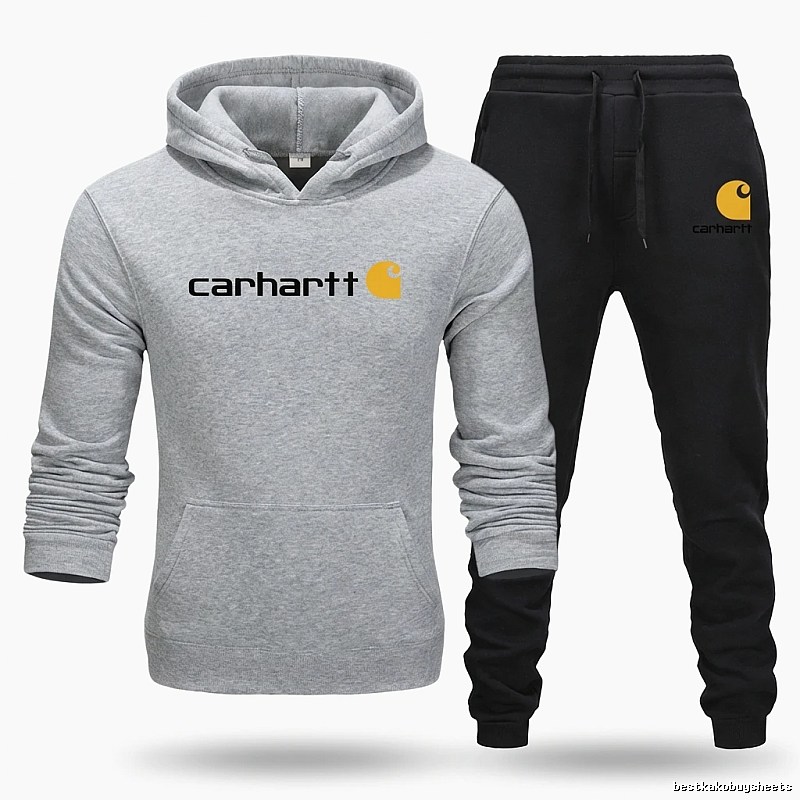 Carhartt trendy brand gray and black sportswear set