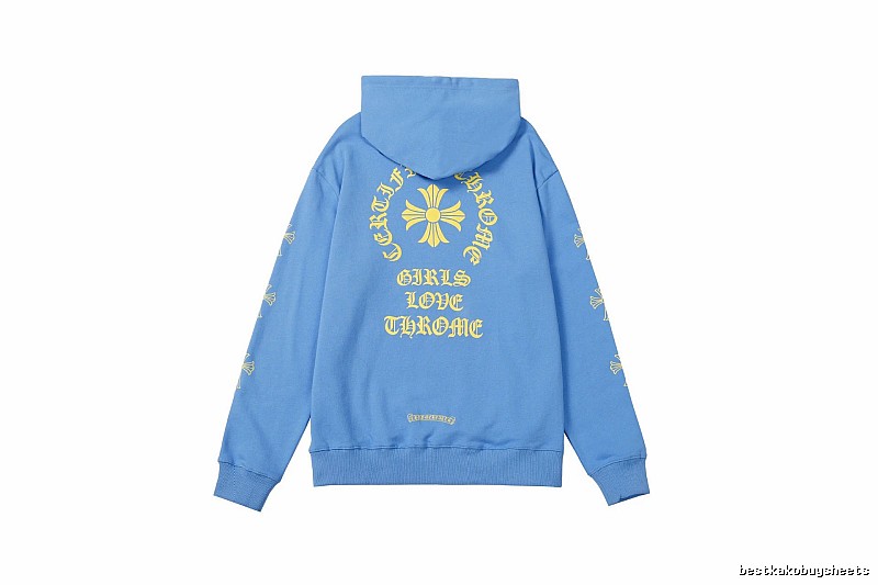 Chrome Hearts 2088-90 Sky Blue Cross Graphic Hoodie Summer Styling