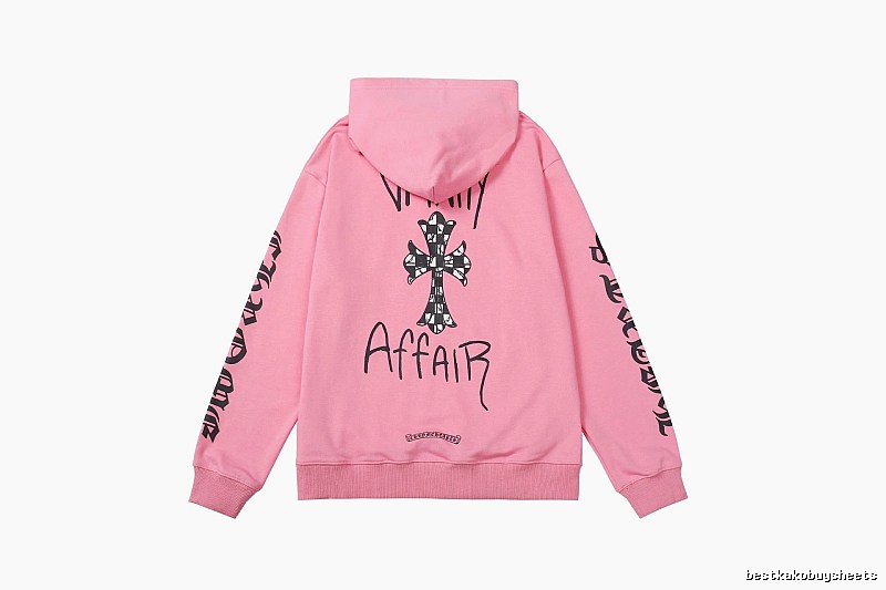 Chrome Hearts 2088-91 Pink Red Cross Graphic Hoodie Campus Look