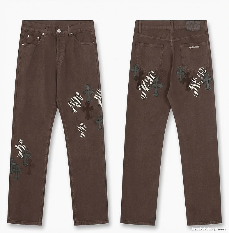 Chrome Hearts Cross Dark Style Brown Pants