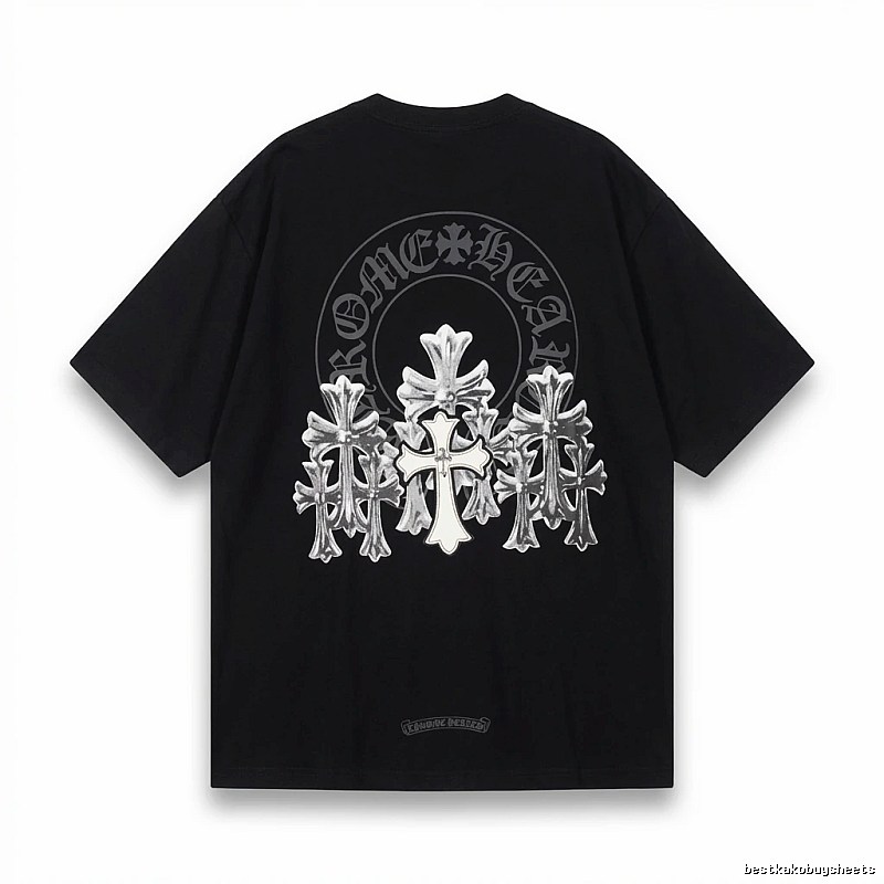 Chrome Hearts Silver Cross Black T - Shirt