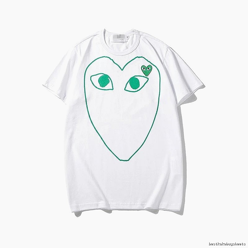 Comme des Garcons PLAY 2023-13 Green Style 2313 Heart Logo T-Shirt Soft Neutral