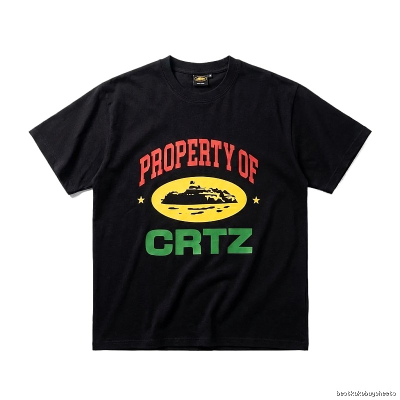 Corteiz Black "PROPERTY OF" Streetwear Short-sleeve Shirt