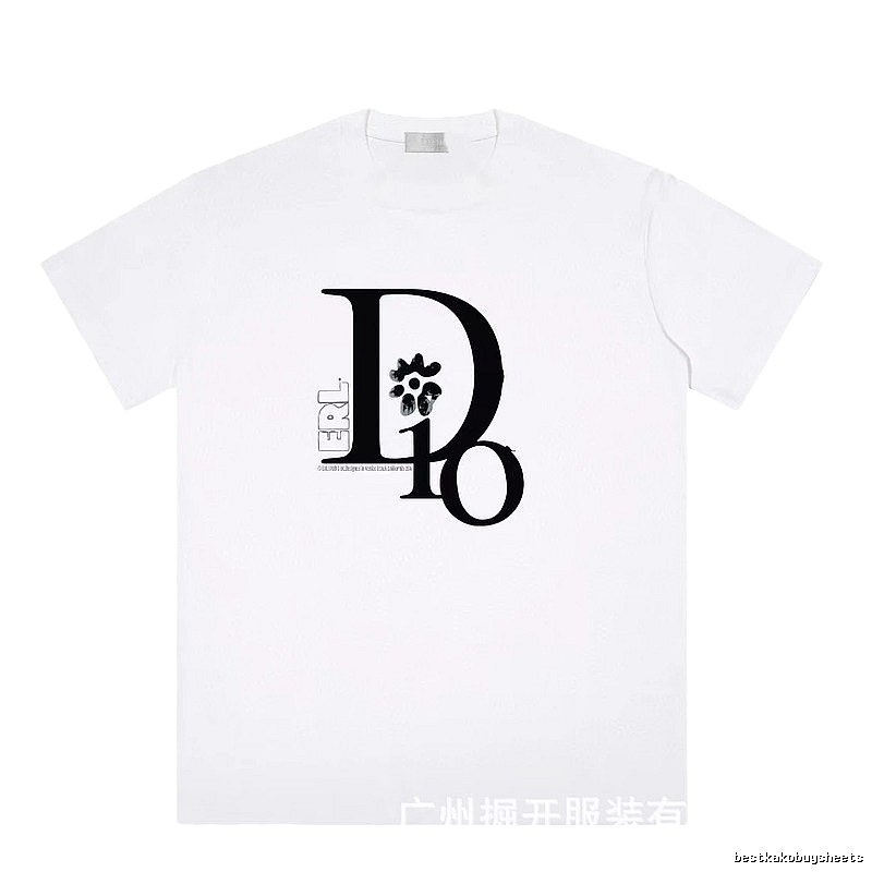 Dior Co-branded Trendy Style Printed White T-Shirt