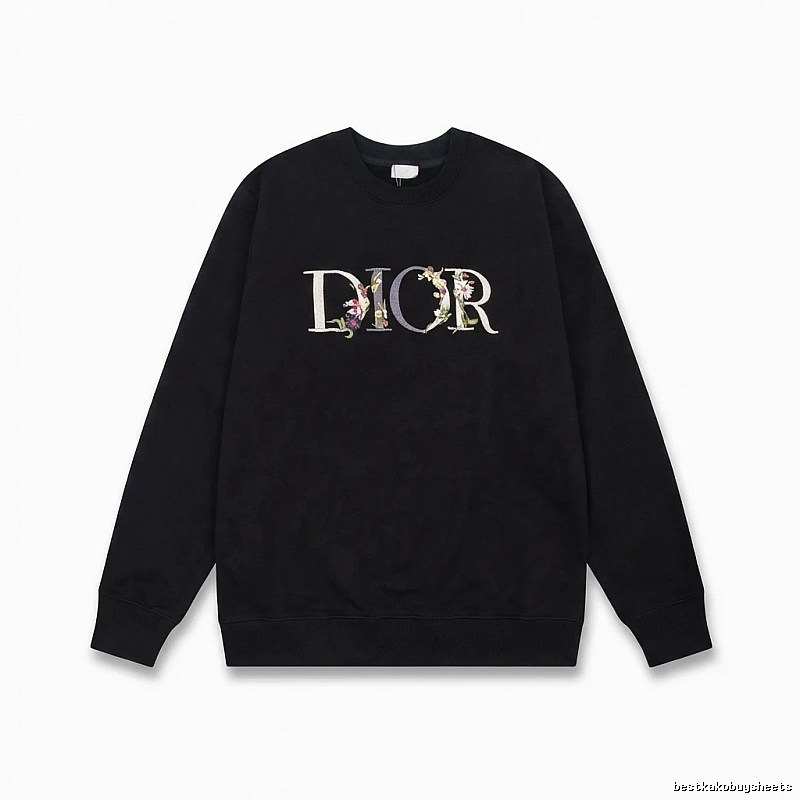 Dior Floral Alphabet Style Black Sweatshirt
