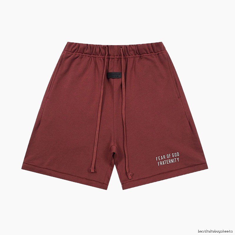 ESSENTIALS minimalist style wine red shorts