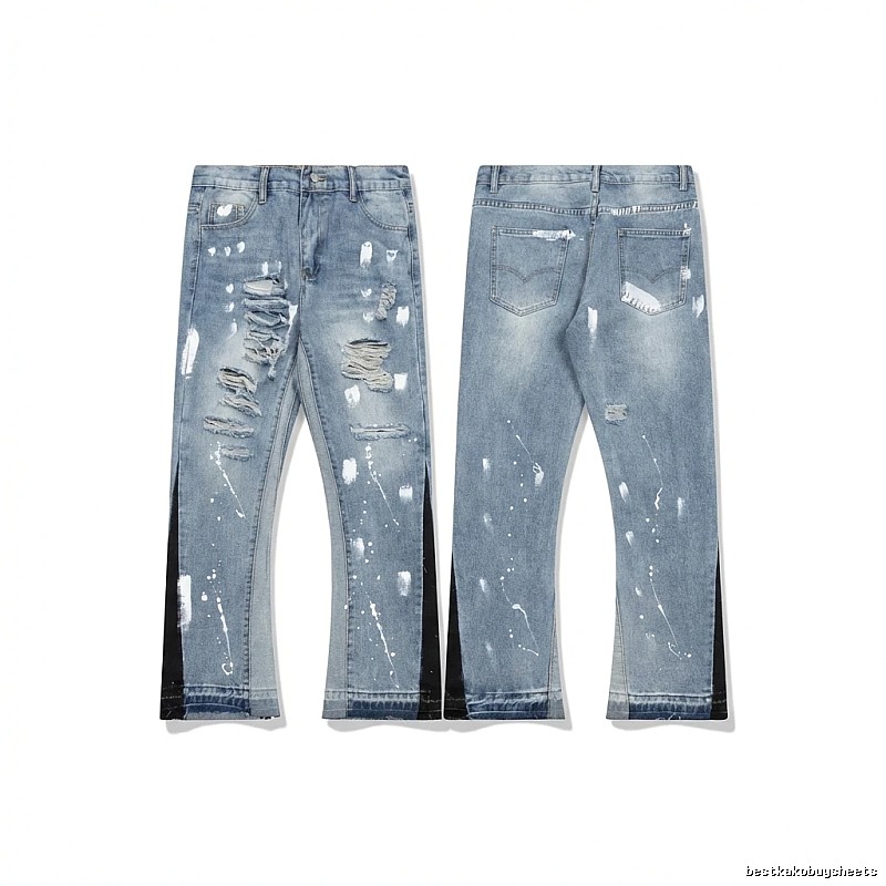 Gallery Dept Hole-Ripped Denim Blue Jeans