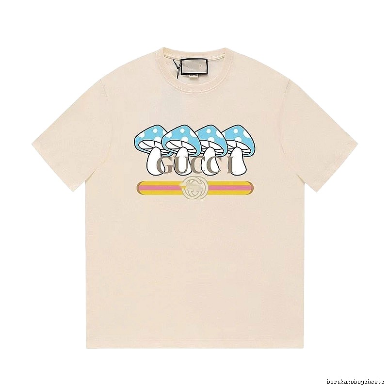 Gucci Mushroom Print Casual Style Off-white T-shirt