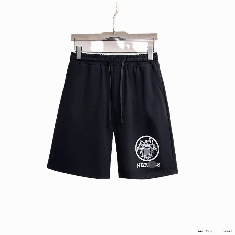 Hermès Logo Print Casual Style Black Shorts