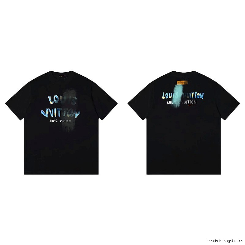 Louis Vuitton Gradient Graffiti Trendy Cool Black Short-sleeve T-shirt