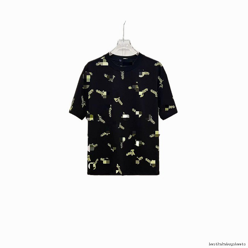 Louis Vuitton Trendy All-over Printed Black Short-sleeve T-shirt