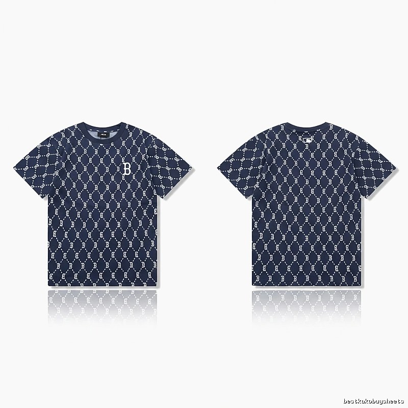 MLB full - printed style navy blue T - shirt