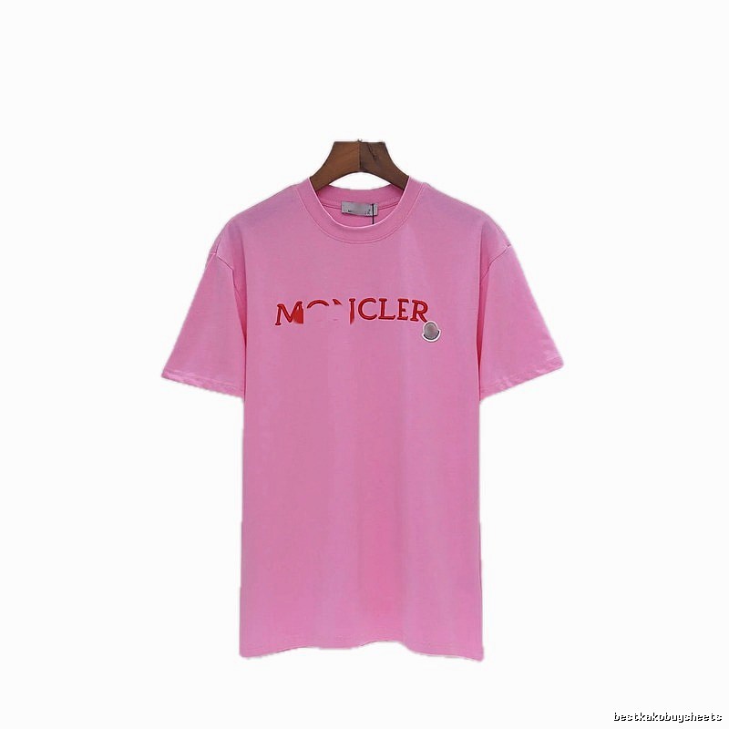Moncler Embroidered Casual-style Pink T-Shirt
