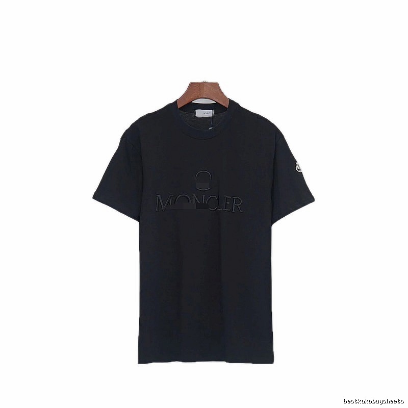 Moncler Embroidered Minimalist Style Black T-Shirt