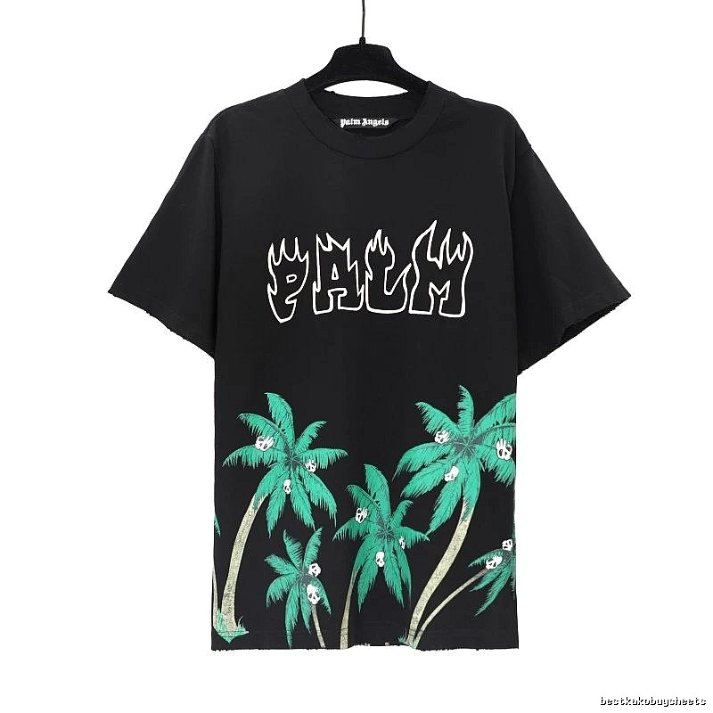 Palm Angels Premium Style Logo T-shirt White Palm Tree for Resort Outfits