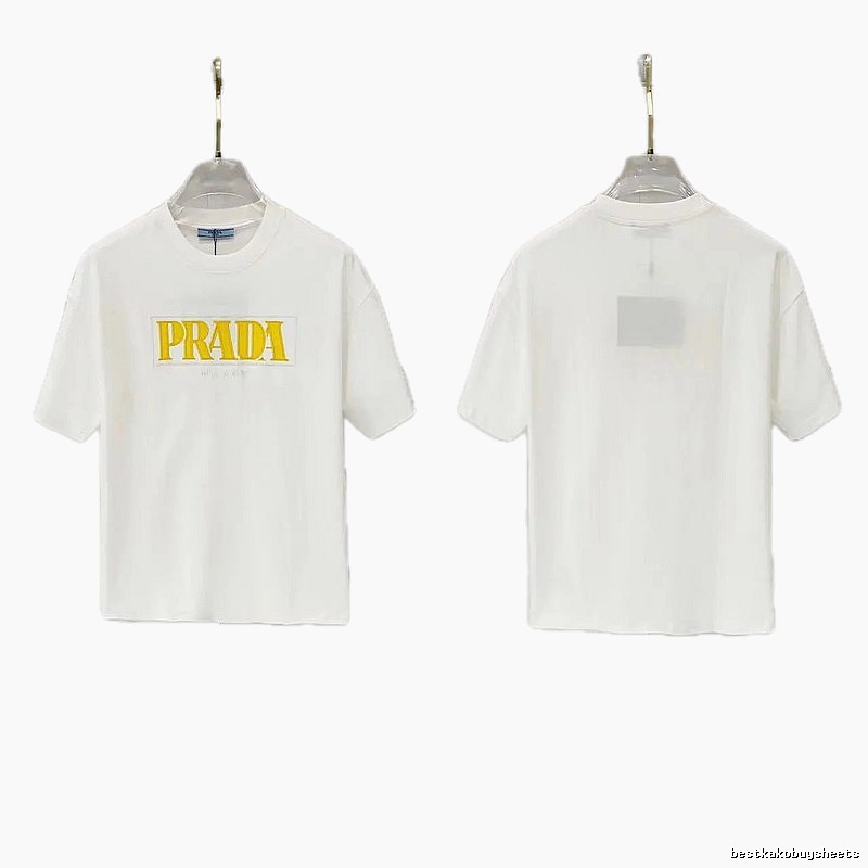 Prada Letter Print Streetwear Style White T-Shirt