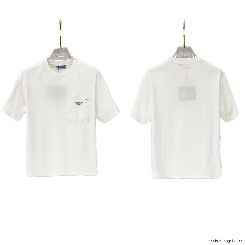 Prada Triangle Logo Minimalist Style White Short-sleeve T-shirt