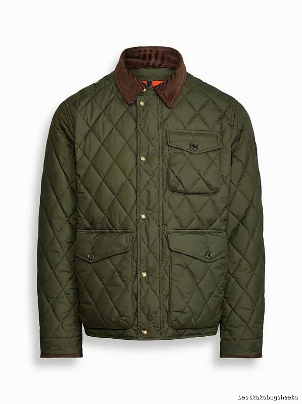 Ralph Lauren diamond-patterned olive green cotton-padded coat