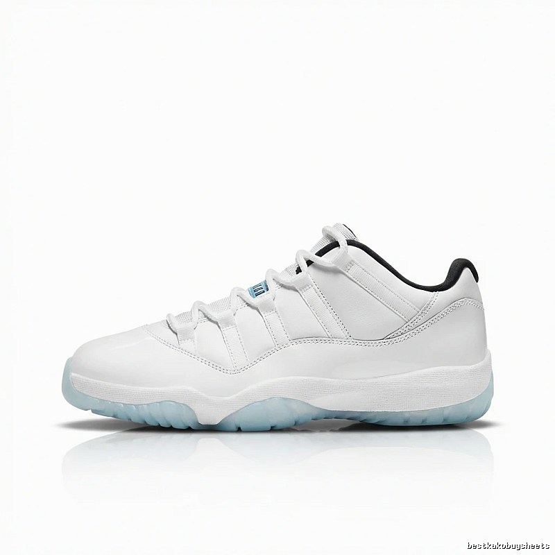 Simple white trendy shoes of Jordan 11 generation.