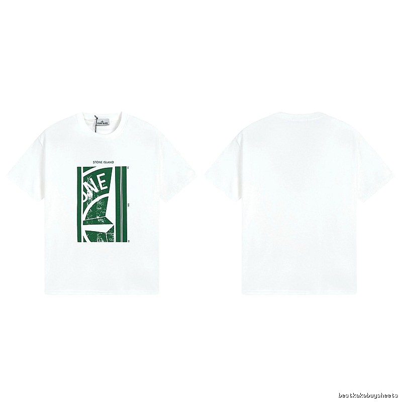 Stone Island Printed Street Style White Short Sleeve T-Shirt