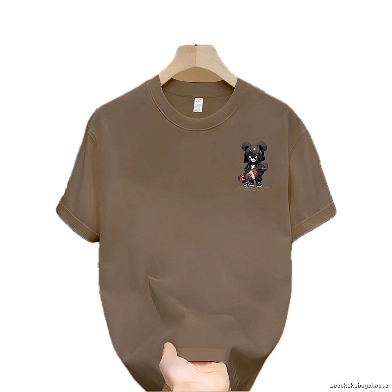 Streetwear Brand Gloomy Bear Printed Street-style Khaki T-shirt
