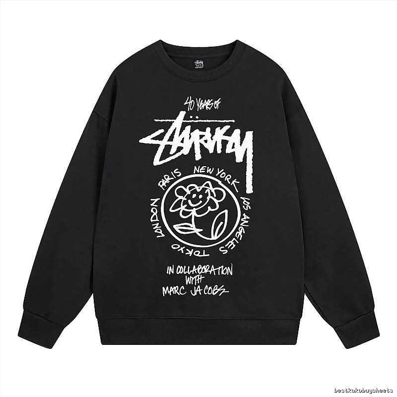 Stussy Black Style 539 Graphic SweatShirt Campus Look