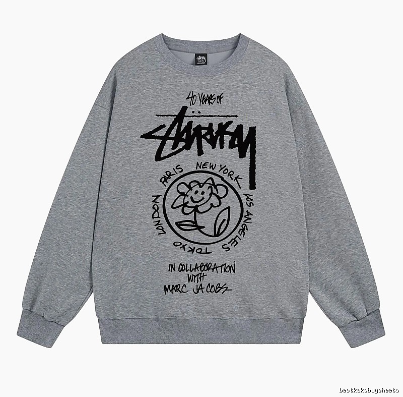 Stussy Gray Style 539 Graphic SweatShirt Minimal Look