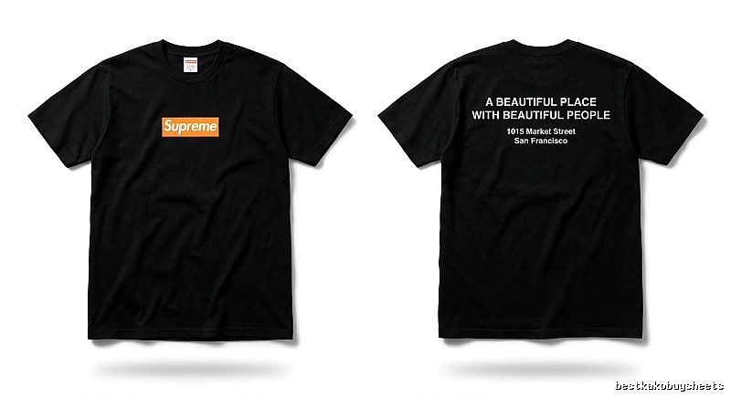 Supreme orange printed trendy and cool short-sleeved shirt