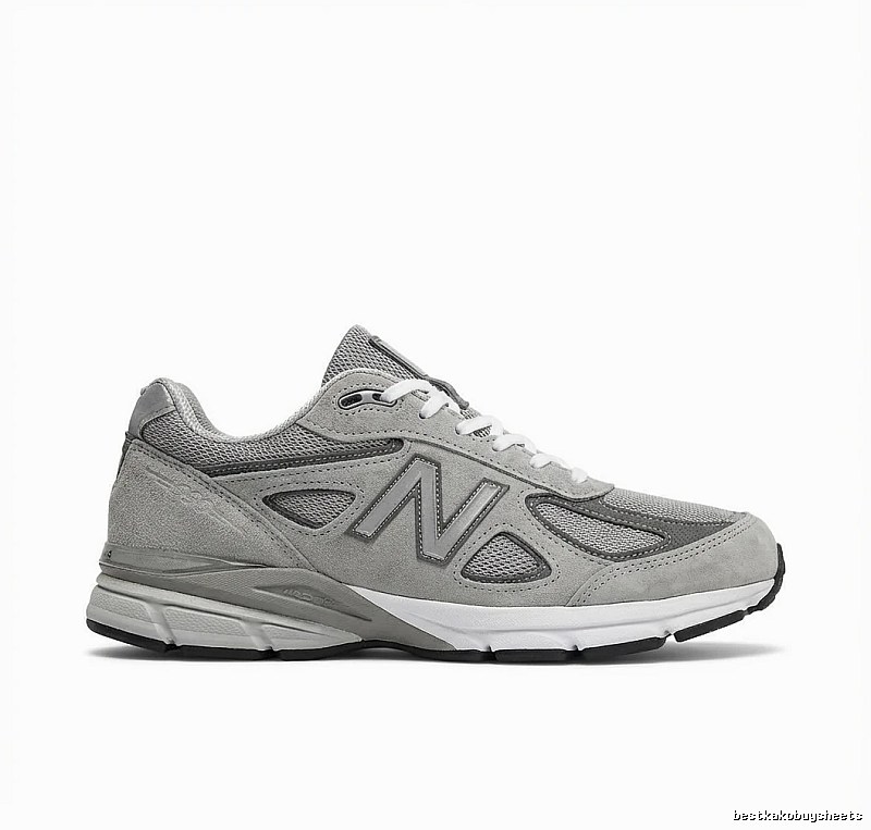 The retro-style gray shoes of the New Balance 990 series