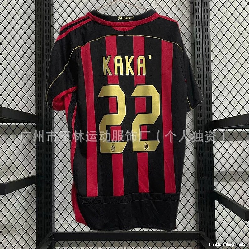 AC Milan Classic Kaka #22 soccer jersey Black Red Striped for Daily Styling