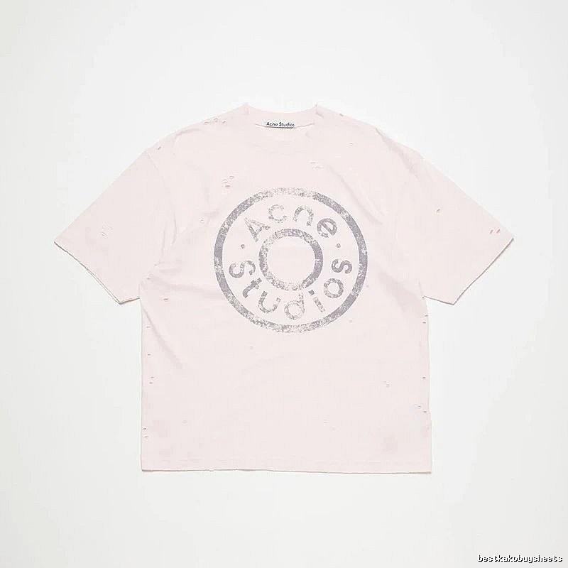Acne Studios 2090-80 Pink Multicolor Pink Style Ac908041 Stockholm Logo T-Shirt Commuter Look