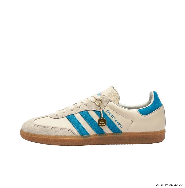 Adidas retro-style white and blue sports shoes