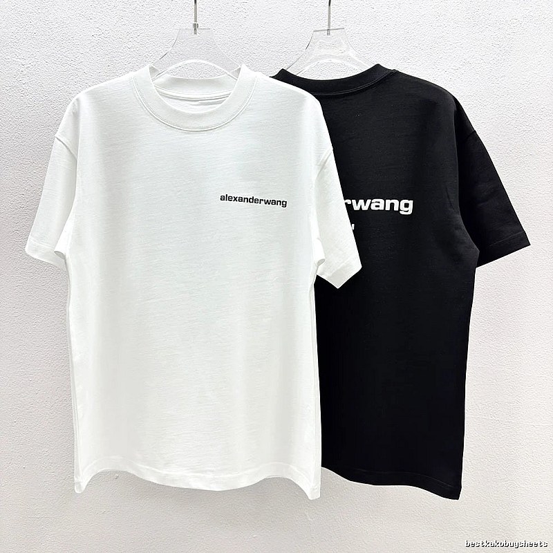 Alexander Wang Minimalist Letter Style Black and White Short Sleeve T-Shirt