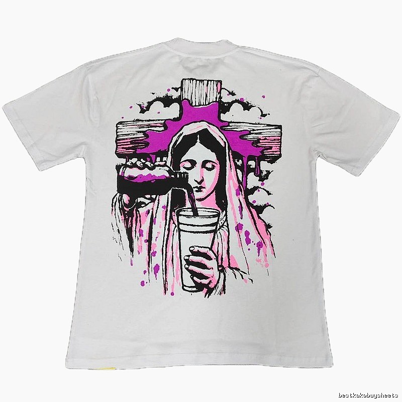 American Streetwear Brand Virgin Mary Printed Street Style White T-Shirt