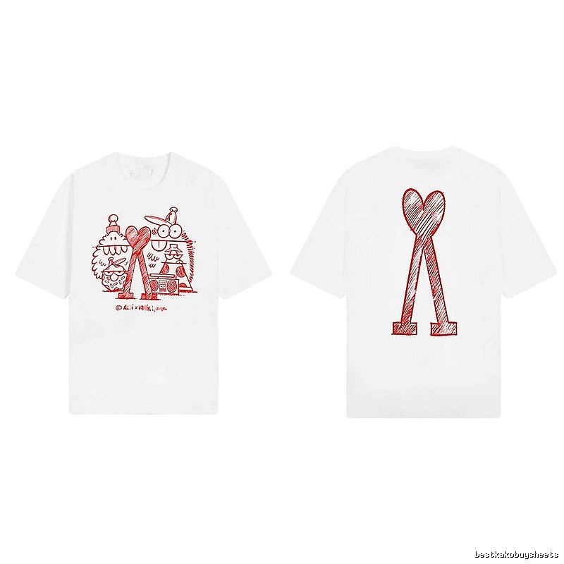 AMI Cartoon Graffiti Style Short-sleeve Shirt (White)