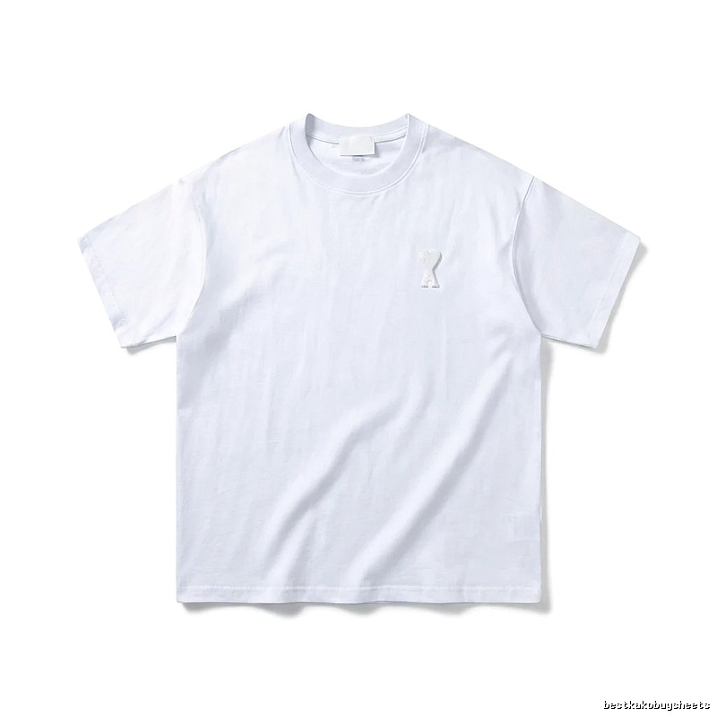 AMI Embroidered Minimalist Style White T-shirt