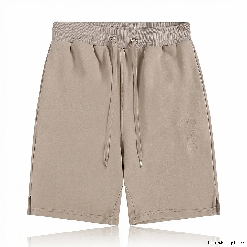 AMI Embroidered Trendy Brand Khaki Shorts