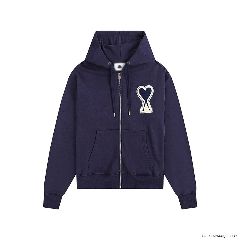 AMI Heart Pattern Zipper Hoodie