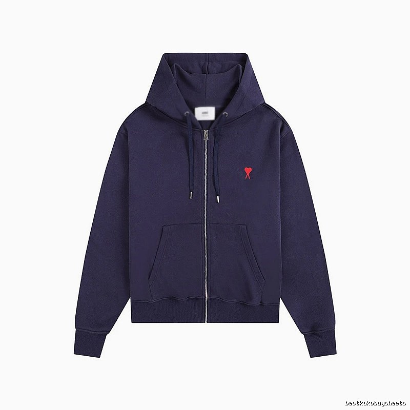 AMI Love Embroidery Style Dark Blue Hoodie