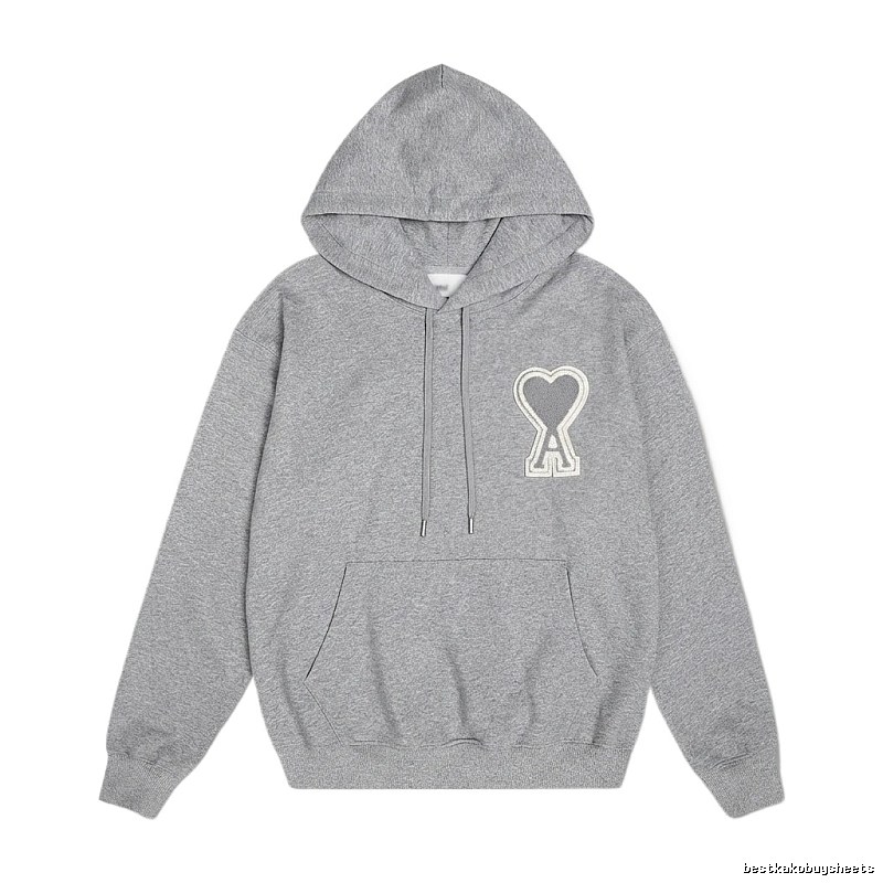 AMI Love Minimalist Style Grey Hoodie