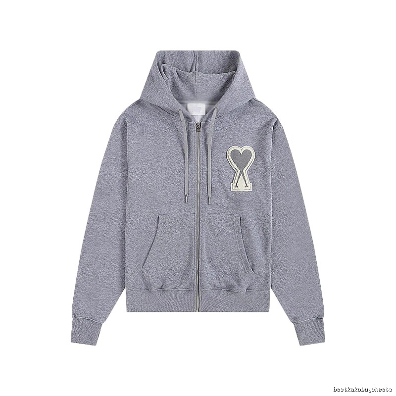 AMI Love Series Grey Zip-Up Hoodie
