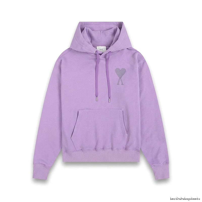 AMI series minimalist style purple hoodie