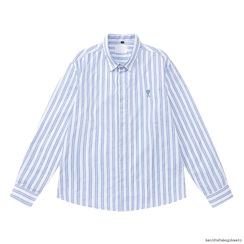 AMI Stripe Simple Blue Shirt