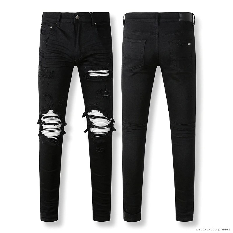 AMI trendy brand black jeans with holes