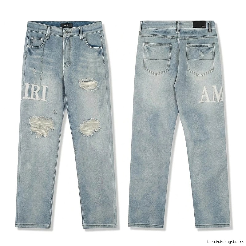 AMIRI Ripped Denim Blue Jeans