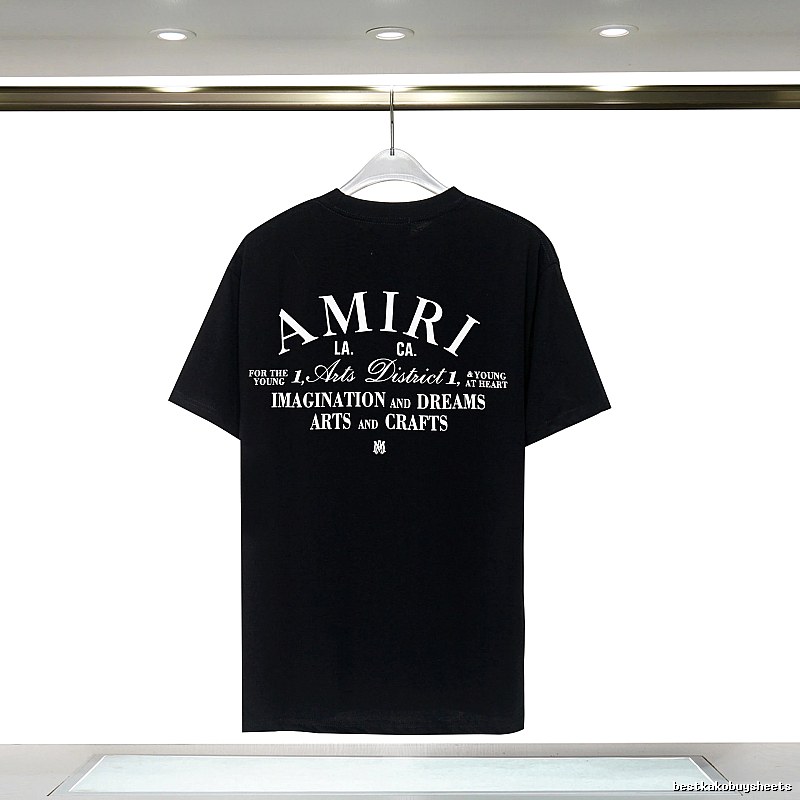 Amiri Travel Graphic T-shirt White Blue Amiri with Soft Visual Tone